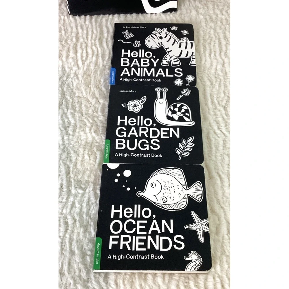Lot of 6 High Contrast Black & White Baby Board Books Cards for Eye Development
